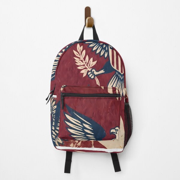 Item preview, USA Eagle Pattern Botanical Floral Marine Farmhouse Textile designed and sold by ART ATTACK ZONE.