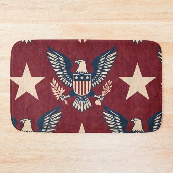 Item preview, USA Eagle Pattern Botanical Floral Marine Farmhouse Textile designed and sold by ART ATTACK ZONE.