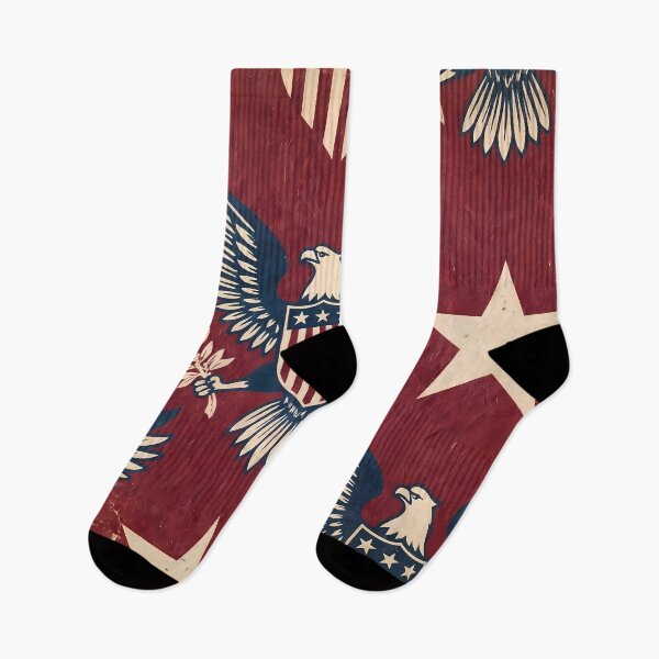 Item preview, USA Eagle Pattern Botanical Floral Marine Farmhouse Textile designed and sold by ART ATTACK ZONE.