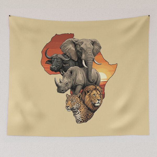 Item preview, African Big Five Animals Safari Wildlife Sunset designed and sold by d247.