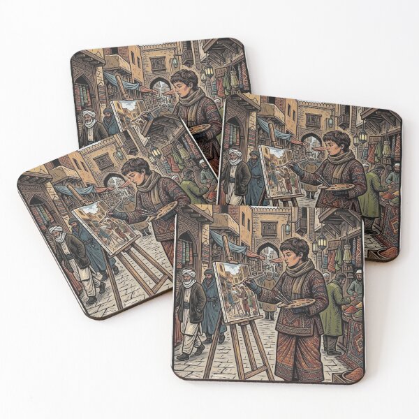 Item preview, ARTISTA PINTANDO EL ZOCO ARABE ESTILO GRABADO VINTAGE Y RECURSION VISUAL designed and sold by Curiosiart.