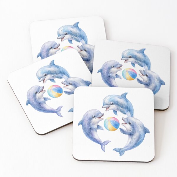 Item preview, Cute Dolphins Playing with Beach Ball - Watercolor Nursery Art designed and sold by PAPIRO SIGLO XXI.