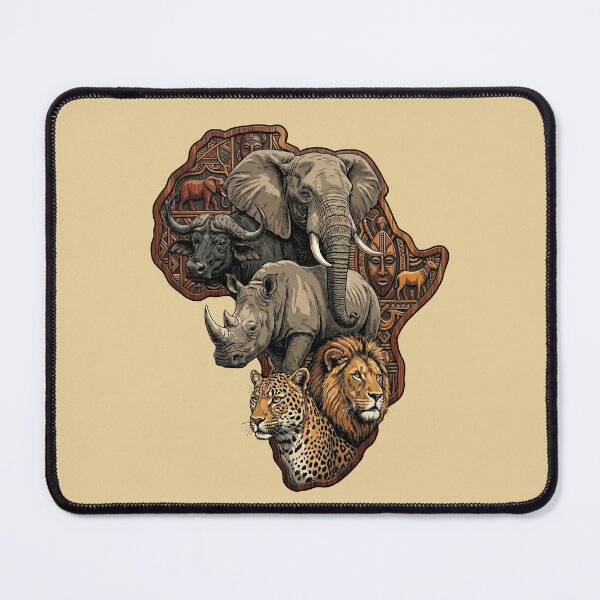 Item preview, African Big Five Wildlife Map Elephant Lion Rhino designed and sold by d247.