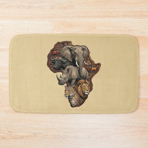 Item preview, African Big Five Wildlife Map Elephant Lion Rhino designed and sold by d247.