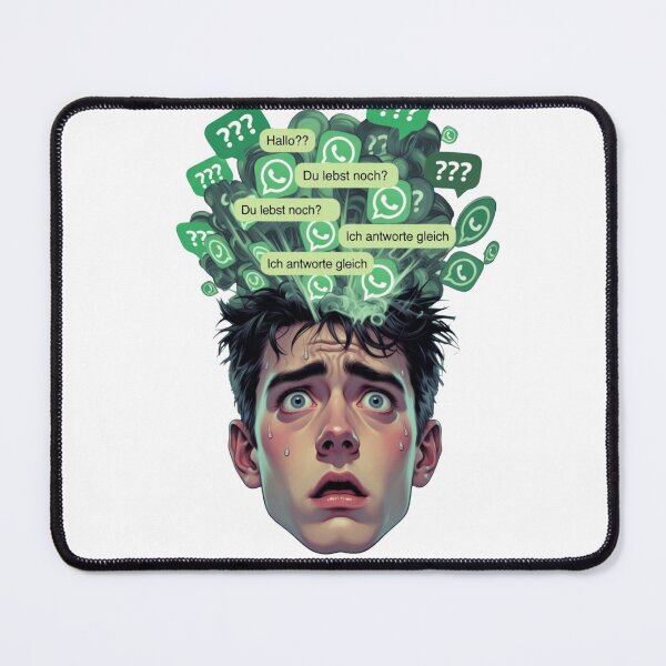 Item preview, WhatsApp chaos again with the "I'll reply right away" message. designed and sold by design-rebell.