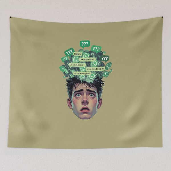 Item preview, WhatsApp chaos again with the "I'll reply right away" message. designed and sold by design-rebell.