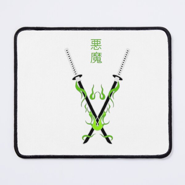 Item preview, Crossed samurai katanas with green demonic flames designed and sold by JohnnyFive8.
