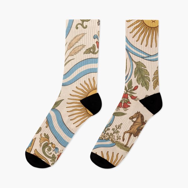 Item preview, Gaucho Argentino Pattern Botanical Floral Marine Farmhouse Textile designed and sold by ART ATTACK ZONE.
