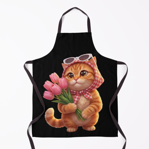 Item preview, Adorable 3D Animated Cat Art - Cute Chibi Kitten - Cat with tulips designed and sold by FotoLibreStudio.