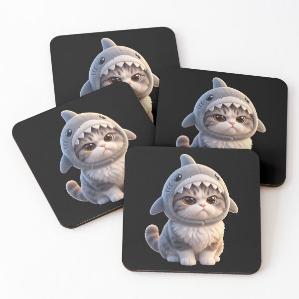 Item preview, Adorable 3D Animated Cat Art - Cute Chibi Kitten - Shark Cat designed and sold by FotoLibreStudio.