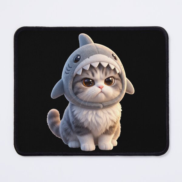 Item preview, Adorable 3D Animated Cat Art - Cute Chibi Kitten - Shark Cat designed and sold by FotoLibreStudio.