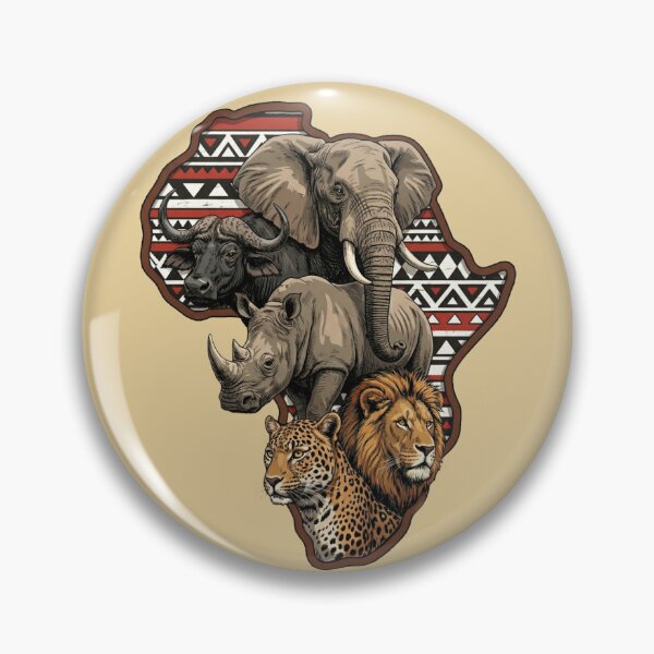 Item preview, African Big Five Animals Continent Tribal Art designed and sold by d247.
