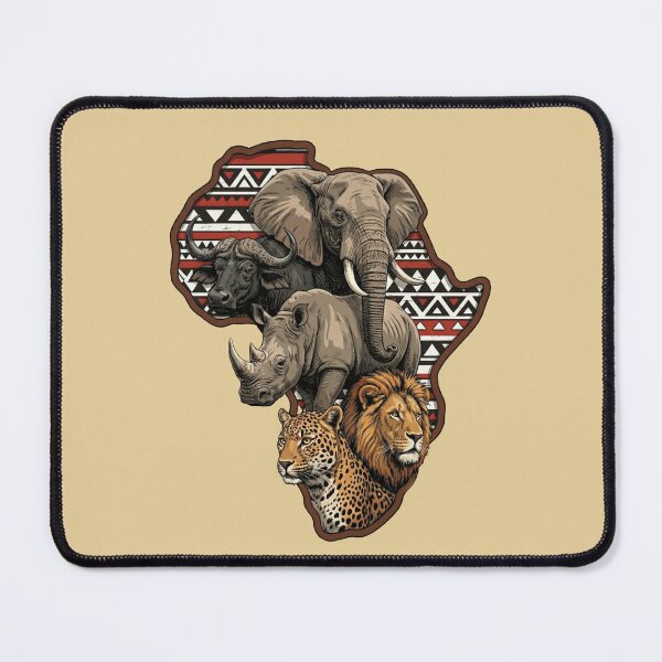 Item preview, African Big Five Animals Continent Tribal Art designed and sold by d247.