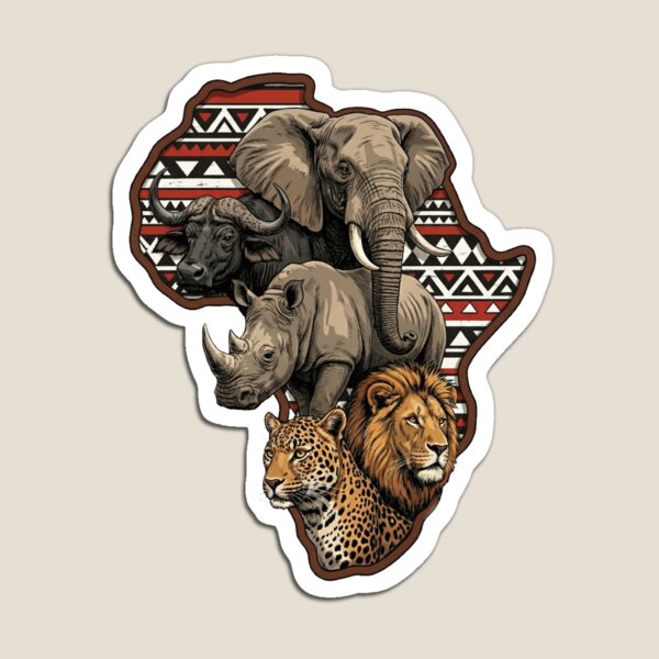 Item preview, African Big Five Animals Continent Tribal Art designed and sold by d247.