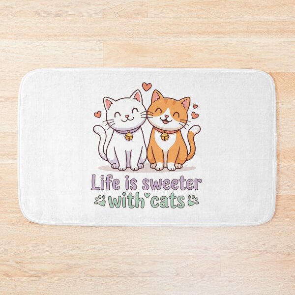 Item preview, Life Is Sweeter With Cats Cute Kawaii Cat Quote Illustration designed and sold by DariaOltes.