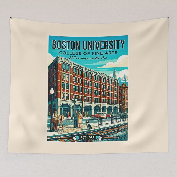 Item preview, Mid Century Boston University Fine Arts Architectural Poster designed and sold by EvergreenPark - Tee Studio.