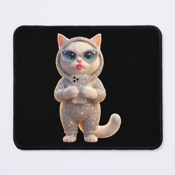 Item preview, Adorable 3D Animated Cat Art - Cute Chibi Kitten - Bling bling Cat designed and sold by FotoLibreStudio.