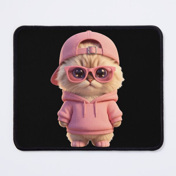 Item preview, Adorable 3D Animated Cat Art - Cute Chibi Kitten - Pink Cat designed and sold by FotoLibreStudio.