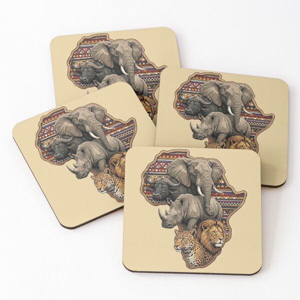 Item preview, African Big Five Safari Animals Map Tribal Pattern designed and sold by d247.