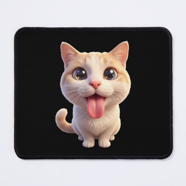 Item preview, Adorable 3D Animated Cat Art - Cute Chibi Kitten - Lick me Cat designed and sold by FotoLibreStudio.