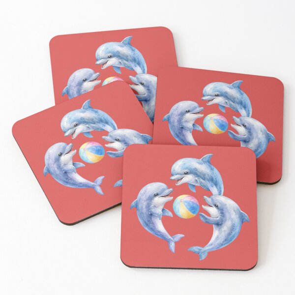 Item preview, Cute Dolphins Playing with Beach Ball - Watercolor Nursery Art designed and sold by PAPIRO SIGLO XXI.