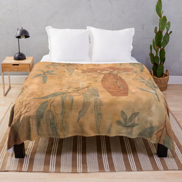 Item preview, Old Retro Pattern Botanical Floral Marine Farmhouse Textile designed and sold by ART ATTACK ZONE.