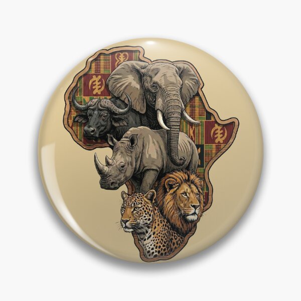 Item preview, African Big Five Animals Kente Map Wildlife designed and sold by d247.