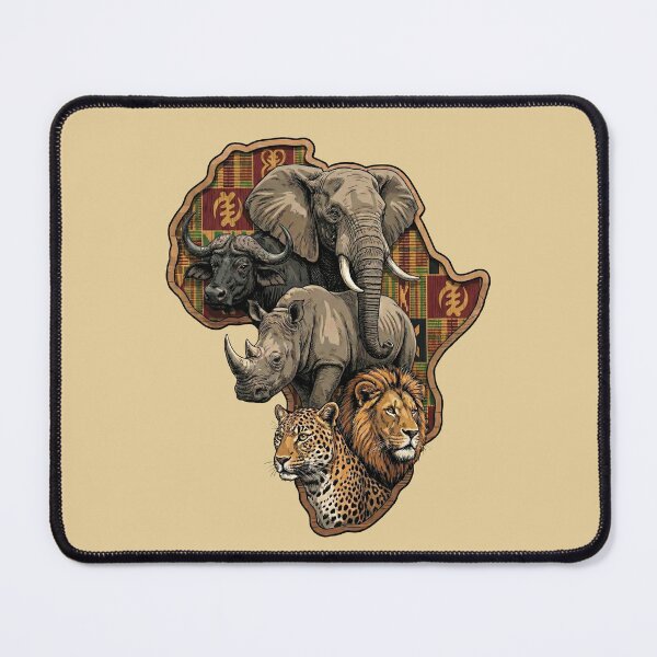 Item preview, African Big Five Animals Kente Map Wildlife designed and sold by d247.
