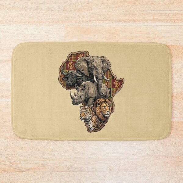 Item preview, African Big Five Animals Kente Map Wildlife designed and sold by d247.