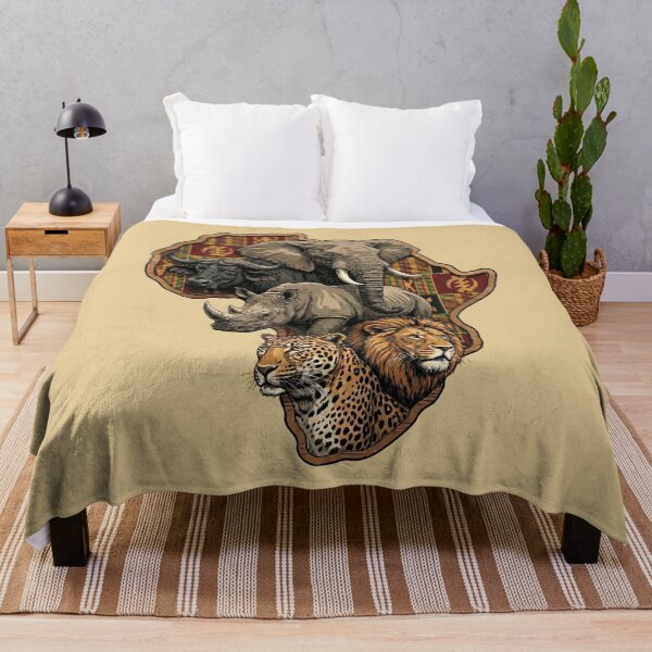 Item preview, African Big Five Animals Kente Map Wildlife designed and sold by d247.