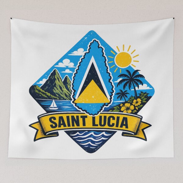 Item preview, Saint Lucia Flag Map designed and sold by scicilysimonee.