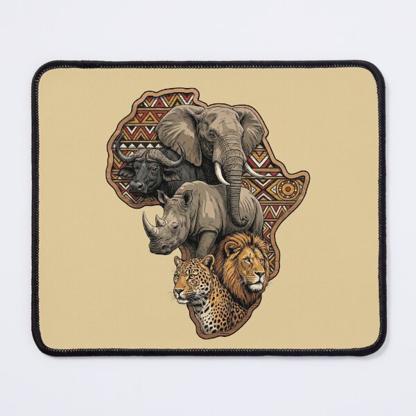 Item preview, African Big Five Wildlife Map Safari Animals designed and sold by d247.