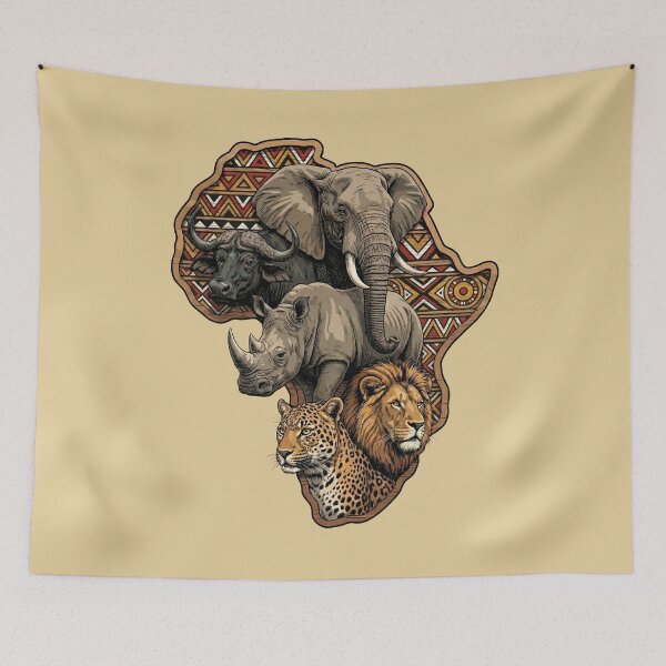 Item preview, African Big Five Wildlife Map Safari Animals designed and sold by d247.