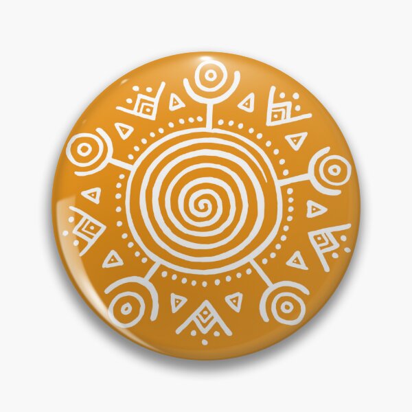 Item preview, Tribal Spiral Sun Symbol - white and golden orange designed and sold by FUNKARIUM.