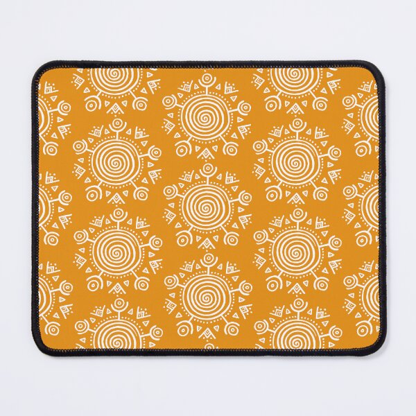 Item preview, Tribal Spiral Sun Symbol - white and golden orange designed and sold by FUNKARIUM.