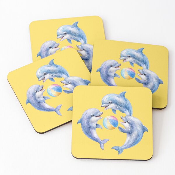 Item preview, Cute Dolphins Playing with Beach Ball - Watercolor Nursery Art designed and sold by PAPIRO SIGLO XXI.