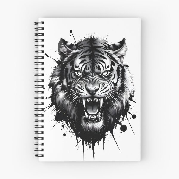 Item preview, Fierce Roaring Tiger Head - Bold Black and White Tattoo Graphic designed and sold by Structure-Blue.