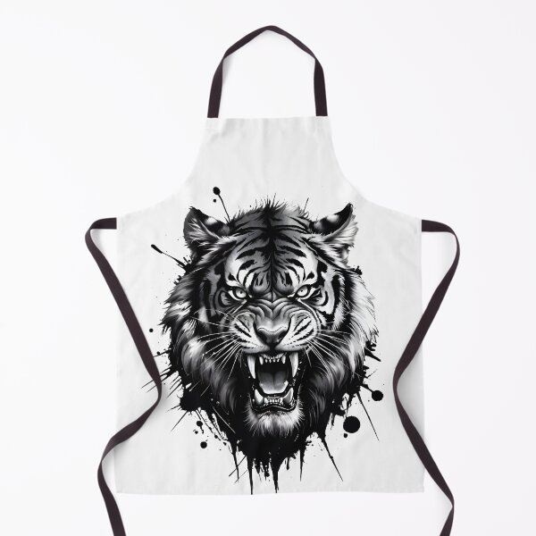 Item preview, Fierce Roaring Tiger Head - Bold Black and White Tattoo Graphic designed and sold by Structure-Blue.