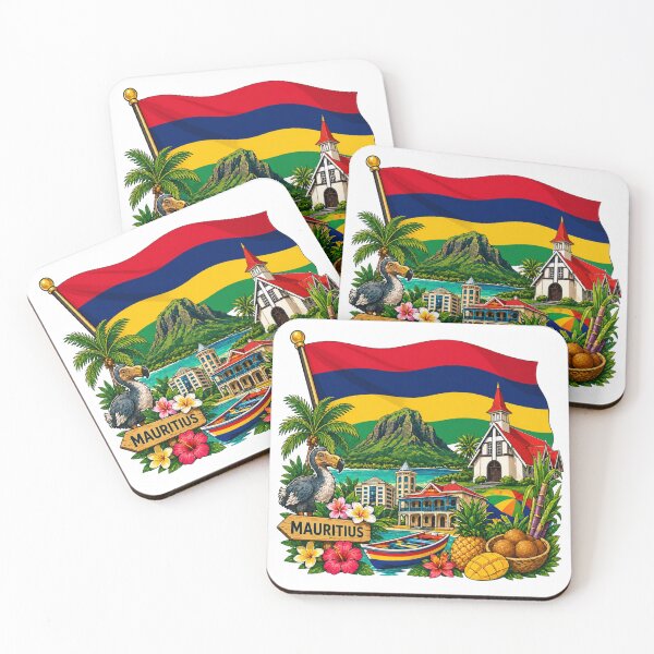 Item preview, Mauritius Flag with Tropical Island Icons designed and sold by Myra365Art.