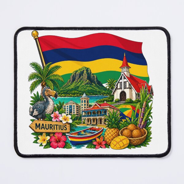 Item preview, Mauritius Flag with Tropical Island Icons designed and sold by Myra365Art.