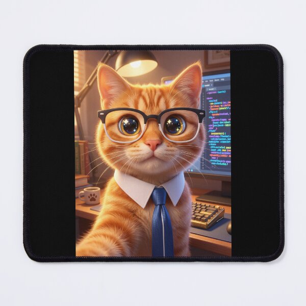 Item preview, Adorable 3D Animated Cat Art - Cute Chibi Kitten - Computer Cat designed and sold by FotoLibreStudio.