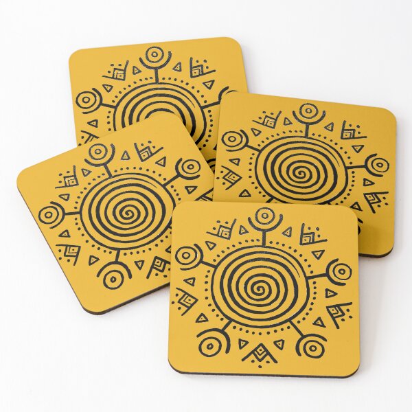 Item preview, Tribal Spiral Sun Symbol - black & yellow designed and sold by FUNKARIUM.