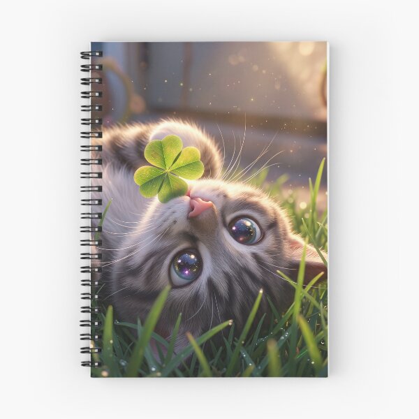 Item preview, Adorable 3D Animated Cat Art - Cute Chibi Kitten - Lucky clover cat designed and sold by FotoLibreStudio.
