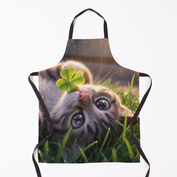 Item preview, Adorable 3D Animated Cat Art - Cute Chibi Kitten - Lucky clover cat designed and sold by FotoLibreStudio.