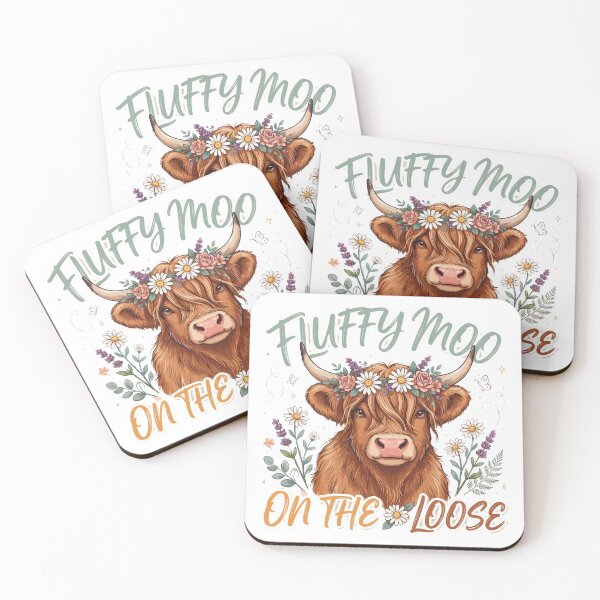 Item preview, Fluffy Moo on the Loose Floral Highland Cow Illustration designed and sold by DariaOltes.