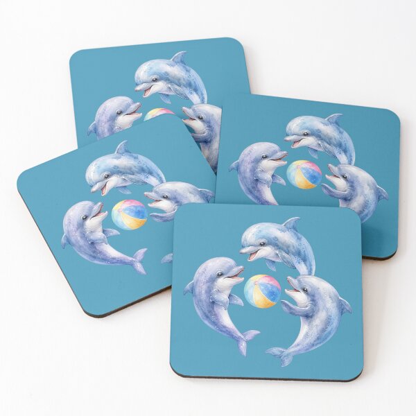 Item preview, Cute Dolphins Playing with Beach Ball - Watercolor Nursery Art designed and sold by PAPIRO SIGLO XXI.