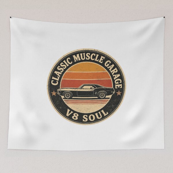 Item preview, Classic Muscle Garage ⭐ V8 Soul Retro Muscle Car Badge Gift designed and sold by UrbanPrintVibes.