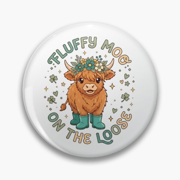 Item preview, Fluffy Moo on the Loose Cute Highland Cow Floral Illustration designed and sold by DariaOltes.