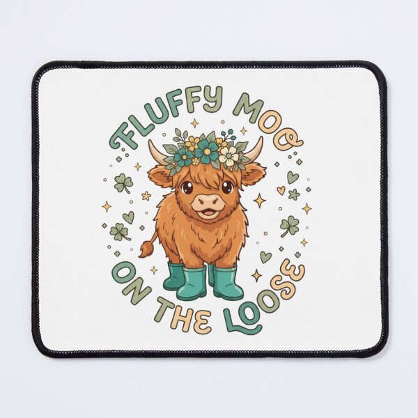 Item preview, Fluffy Moo on the Loose Cute Highland Cow Floral Illustration designed and sold by DariaOltes.