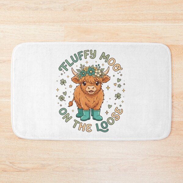 Item preview, Fluffy Moo on the Loose Cute Highland Cow Floral Illustration designed and sold by DariaOltes.